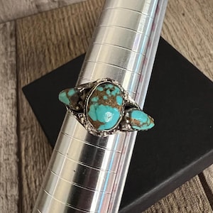 Handmade Sterling Silver and Turquoise Navajo Ring With