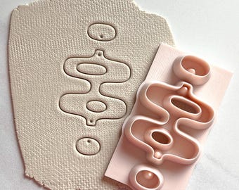 Retro Ripple All-In-One Polymer Clay Cutter and Hole Punch | Statement Earrings | E-16