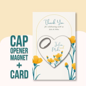 Heart Wedding Favor: Custom Flower Magnet Bottle Opener