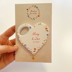 Customizable Color Floral Wedding Favor Bottle Opener - Personalized Gift for Guests