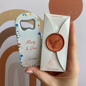 Personalized Cute Unique Bottle Opener Fridge Magnet, Custom Wedding Gift, Save The Date Magnets,  Rustic Bridal Shower Favors