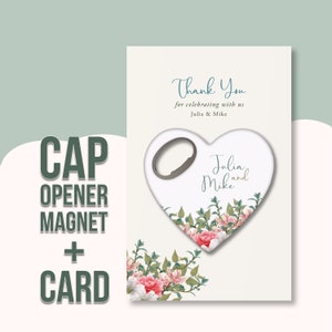 Personalisierte Hochzeitsgeschenk für Gäste in Masse, Hochzeit Souvenirs Magnet mit Karte, Herzform Hochzeit Dankeschön Favor, Benutzerdefinierte Cap Öffner