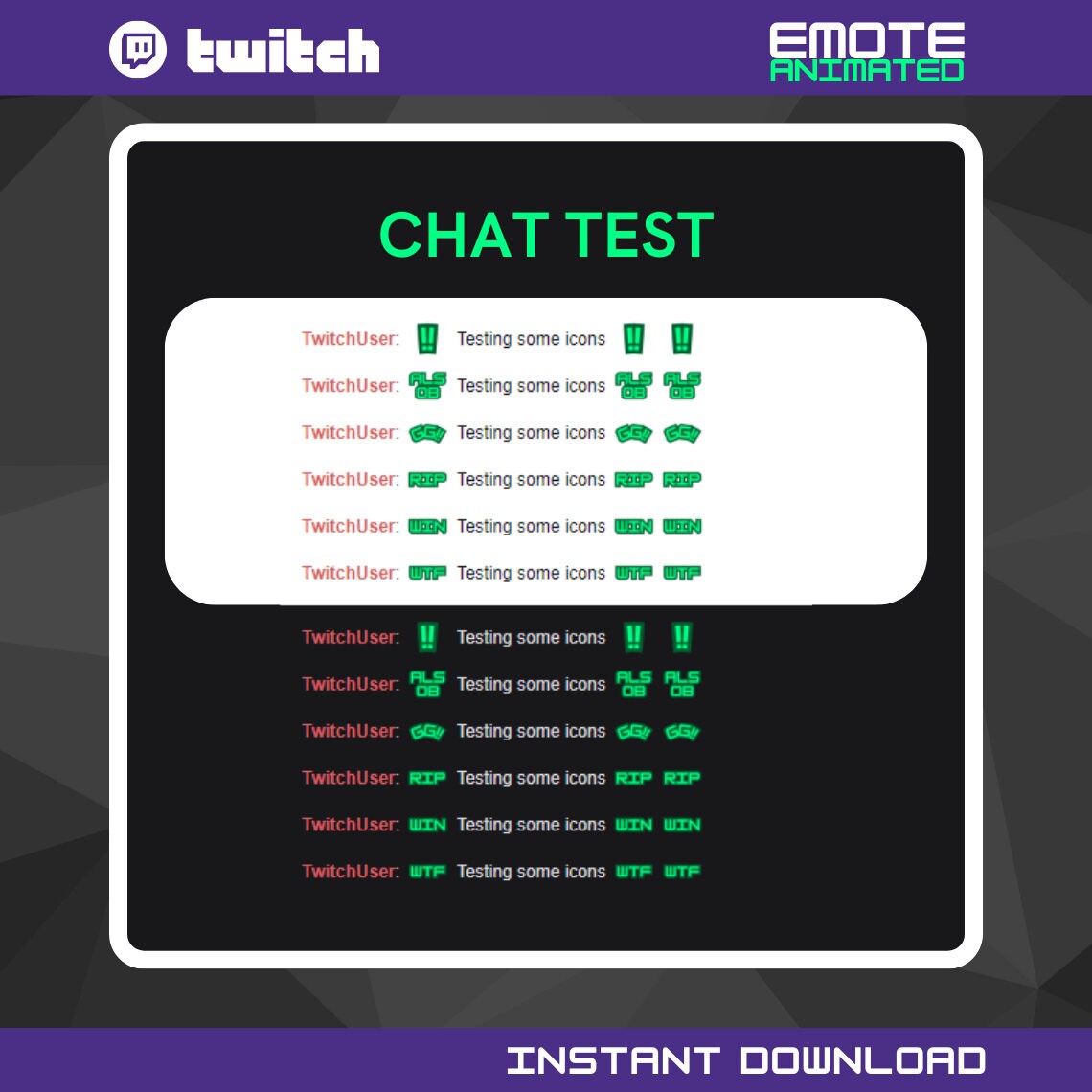 30x Twitch Text Emote Green Stream Emote Animated - Etsy