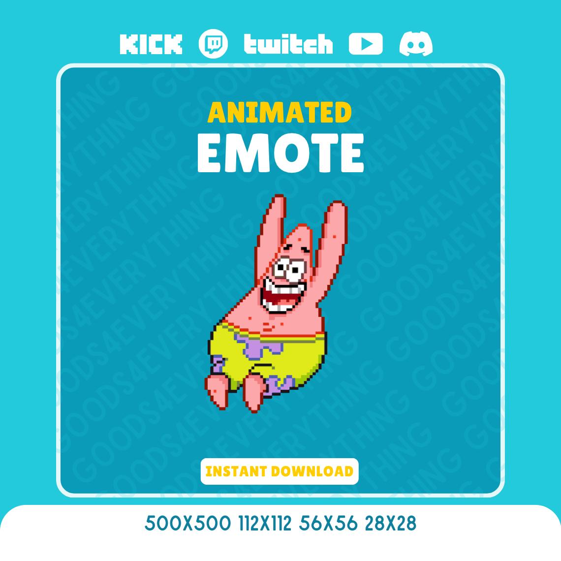 パトリックスターエモートGIF | Twitch、Kick、Discord、YouTubeの面白いアニメーションエモート - Etsy 日本, image size:1140x1140