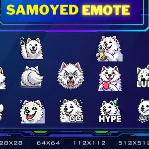 12x Emote Pack Twitch Samojede Emote Hund Emote Tier Emote Spitz Emote Cartoon Discord YouTube Streaming