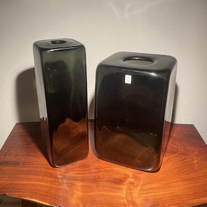 A set of two Unique rectangular Kubus vase from Holmegaard, design by Per Lutken, Denmark 1985