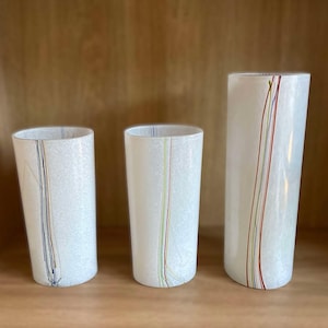 Bertil Vallien Rainbow Vases, from Kosta Boda Rainbow Column Vase, Swedish Glass Art 1970s