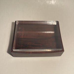 Mid-Century Rosewood box with plexiglass lid, suitable for business cards, 1950s