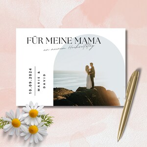 Tarjeta de agradecimiento de boda - Editable digitalmente - Para mi mamá, el día de mi boda - simple y moderna - dama de honor