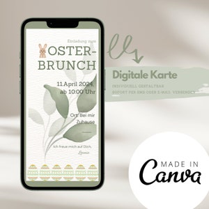 Digitale Karte Einladung Osterbrunch | personalisierbare Karte zu Ostern | eCard zum Versenden per Whatsapp