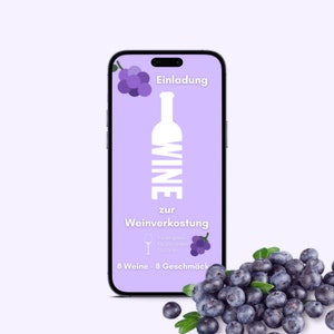 eCARD Weinverkostung Einladung | Digitale WhatsApp Karte Weinparty | Personalisierte Einladungskarten individuell gestaltbar