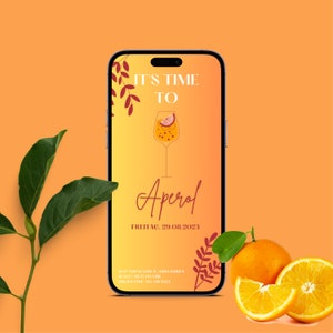 Invitación a fiesta de verano con tarjeta electrónica | Tarjeta digital WhatsApp Fiesta Aperol | Las tarjetas de invitación personalizadas se pueden diseñar individualmente