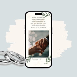 Tarjeta de felicitación eCARD después de la boda gracias | Tarjeta Digital WhatsApp Boda | La tarjeta de agradecimiento personalizada para los invitados se puede diseñar individualmente