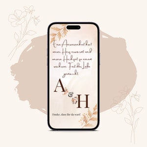 Tarjeta de felicitación eCARD después de la boda gracias | Tarjeta Digital WhatsApp Boda | La tarjeta de agradecimiento personalizada para los invitados se puede diseñar individualmente