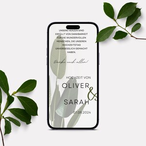 Tarjeta de felicitación eCARD después de la boda gracias | Tarjeta Digital WhatsApp Boda | La tarjeta de agradecimiento personalizada para los invitados se puede diseñar individualmente