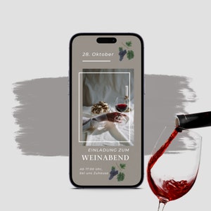 Zaproszenie na wieczór winny eCARD | Cyfrowy festiwal wina z kartą WhatsApp | Personalizowane zaproszenia można zaprojektować indywidualnie