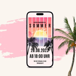 eCARD Zomerfeest Uitnodiging | Digitale WhatsApp Kaart Tuinfeest | Gepersonaliseerde Uitnodigingskaarten Aanpasbaar