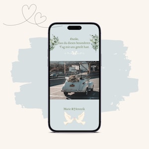 Tarjeta de felicitación eCARD después de la boda gracias | Tarjeta Digital WhatsApp Boda | La tarjeta de agradecimiento personalizada para los invitados se puede diseñar individualmente