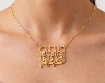 Personalized Cat Name Necklace, Custom Gold Pet Memorial Jewelry, Cat Lover Gift