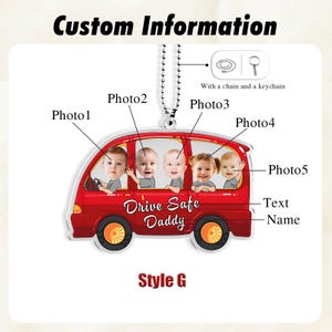 Personalized Acrylic Car Hanger, Drive Safe Daddy Acrylic Car Hanging, New Dad Gift, 1st Fathers Day Gift For Him, Gift for Husband/Father Style G Red