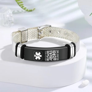 QR Code Medical Alert Bracelet - Instantly Update Info - Contact Emergency SOS Medic ID Gifts for Mom Sister Gifts Girlfriend