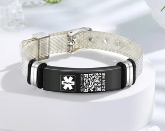 Pulsera de alerta médica con código QR - Actualización instantánea de información - Contacto de emergencia SOS Medic ID Regalos para mamá Hermana Regalos Novia