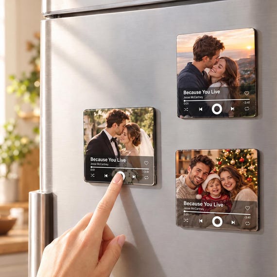Custom Music Fridge Magnet,Personalized Song Fridge Magnet, Play Whole Song Music Box, Voicemail Keepsake, Anniversary Gift,Christmas Gift