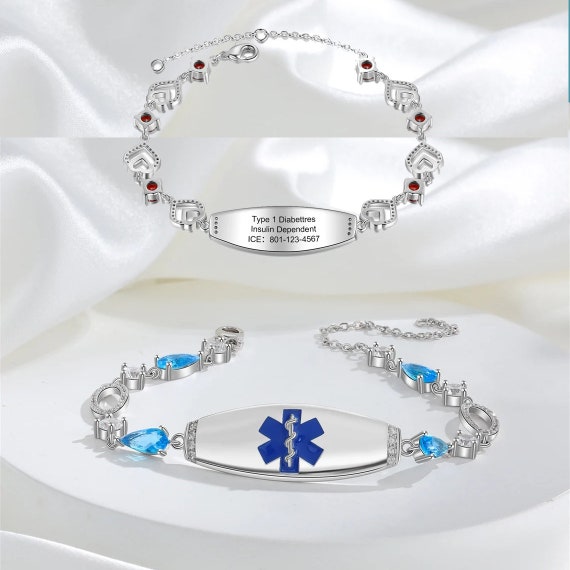 Bracciale Medico In Pelle, ID Di Allerta, Braccialetto Da Uomo Per Diabete, Braccialetto Medico Di Emergenza Per Epilessia, Braccialetto Medico Personalizzato Da Donna, Allergie - Italia - Foto 13