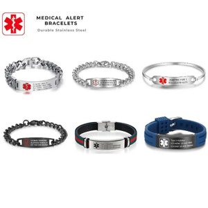 Aangepaste medische ID-armband Medical Alert Doctor Alert Mediband roestvrij staal 9 stijl gepersonaliseerde cadeaus voor hem