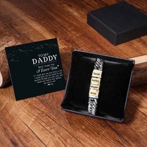 Pulsera de cadena cubana personalizada con 1-6 nombres, pulsera con cuentas para hombre, pulsera con nombre de identificación para hombre, marido, padre