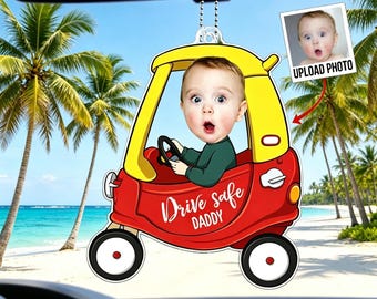 Gepersonaliseerde acryl autohanger, Drive Safe Daddy acryl auto opknoping, nieuwe vader cadeau, 1e vaderdagcadeau voor hem, cadeau voor man/vader