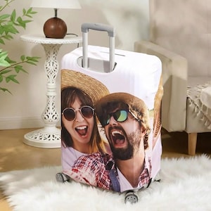 Personalisierte Foto Gepäckabdeckung, Benutzerdefinierte Reisegepäckabdeckung, Haustiergepäckabdeckung, lustige Gepäckabdeckung, Reisegepäckschutz, Flitterwochengeschenke