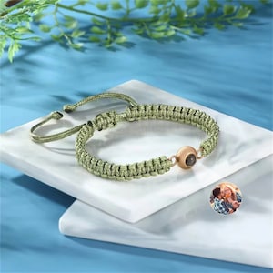 Custom Picture Bracelet,Handmade Braided Rope Bracelet,Hidden Photo Anniversary Gift,Projection Bracelet For Women,For Her,