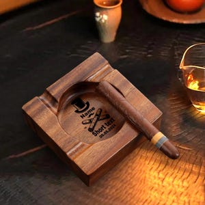 Custom Cigar Ashtray,Unique Ashtray,Cigar Holder,Cigar Accessories,Walnut Ashtray,Husband Gift,Groomsman Gift,Wedding Gift,Gifts For Dad