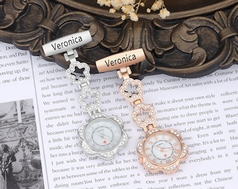 Custom Nurse Name Pocket Watch,Engraved Nurse Fob Watch with Diamond,Doctor Clock,Personalized Gifts for Nurse School Gift Girlfriend Wife
