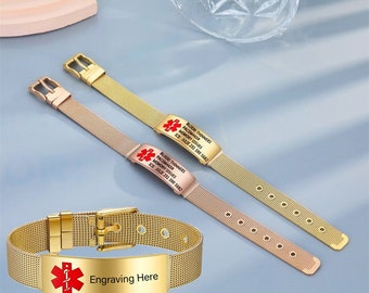 Personalised Medical Alert Bracelet,Customized Waterproof Emergency ID Bracelet for Allergy & Epilepsy Patients,Medical Jewelry