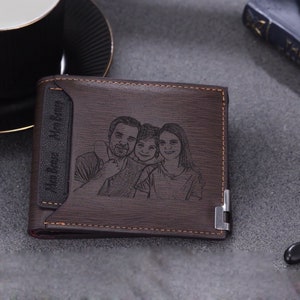 Personallized Engraved Photo Wallet,Picture Wallet,Wallet for Men,Name Engraved Wallet,Wallet Gift for Him,Father's Day Gift