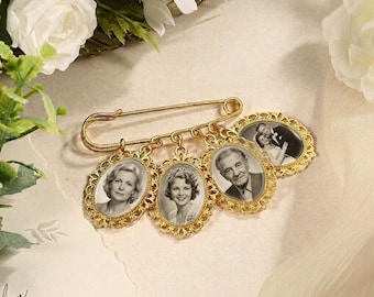 Custom Bridal Bouquet Photo Charm, Wedding Keepsake Pin