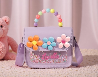 Borsa per bambini personalizzata, borse per bambini con nome, borsa divertente per ragazze, borsa per bambini, graziosa borsa a tracolla in PU per ragazze, regalo di compleanno per ragazze