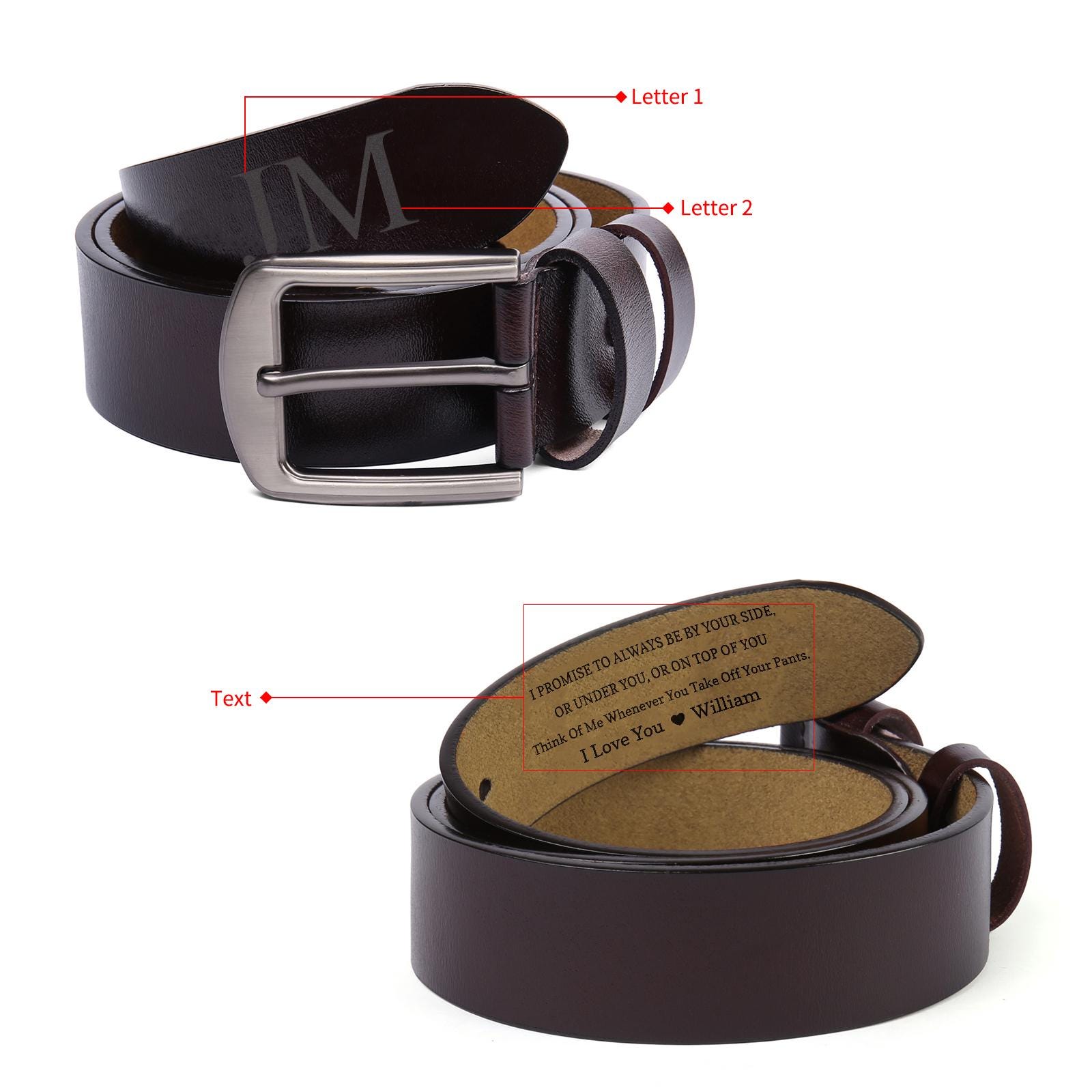 Personalized Leather Belt For Men Engraved Custom Gift With