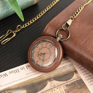 Houten zakhorloge voor heren, houten zakhorloge met gegraveerde tekst, aangepast zakhorloge, cadeau bruidsjonkers, houten verjaardag aandenken zakhorloge cadeau