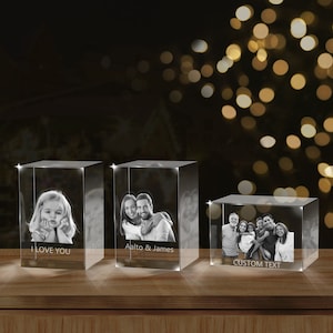 Custom 3D Engraved Crystal Photo with Light Base,Crystal Glass 3d,Pictures Crystal,Laser Engraved Picture Crystal,Anniversary Gift