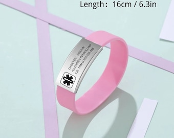 Customized Medical Alert Bracelet for - Emergency Contact SOS Medic Bracelet with ID & Name-Kids/Adults Medical Band