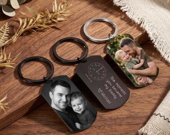 Personalized Photo Keychain For New Dad, The Moment You Became My Daddy,New Dad Gift,Gift for Husband,First Father Day