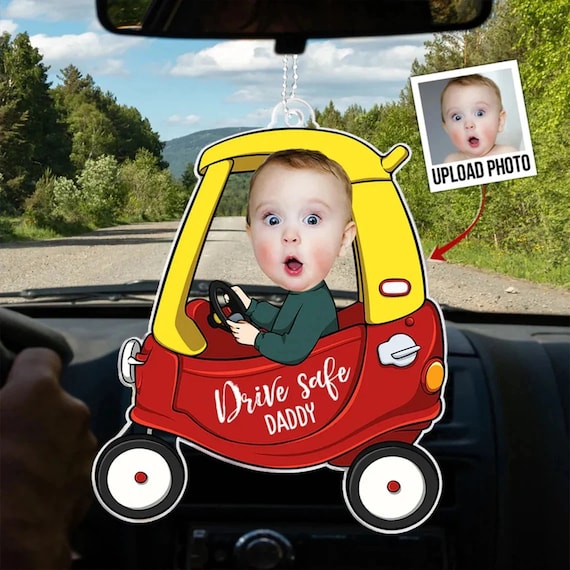 Personalized Acrylic Car Hanger, Drive Safe Daddy Acrylic Car Hanging, New Dad Gift, 1st Fathers Day Gift For Him, Gift for Husband/Father