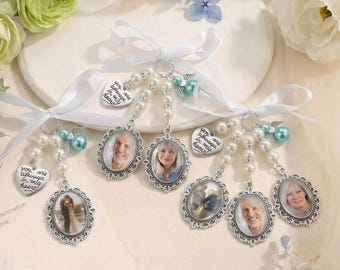 Custom Bridal Bouquet Charm,Flower Bouquet Photo Charm,Wedding Memorial Keepsake,Memory Remembrance Pin,Wedding Memorial Gifts