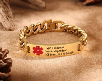 Men Women Medical Alert ID Bracelet – Adjustable Braided Rope Engraved Cord