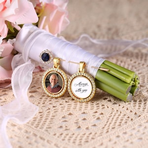 personalized Photo Wedding Bouquet Charms,Bridal Bouquet Charms,Gold Flower Wedding Charm,Wedding Memorial Keepsake,Wedding Memorial Gifts