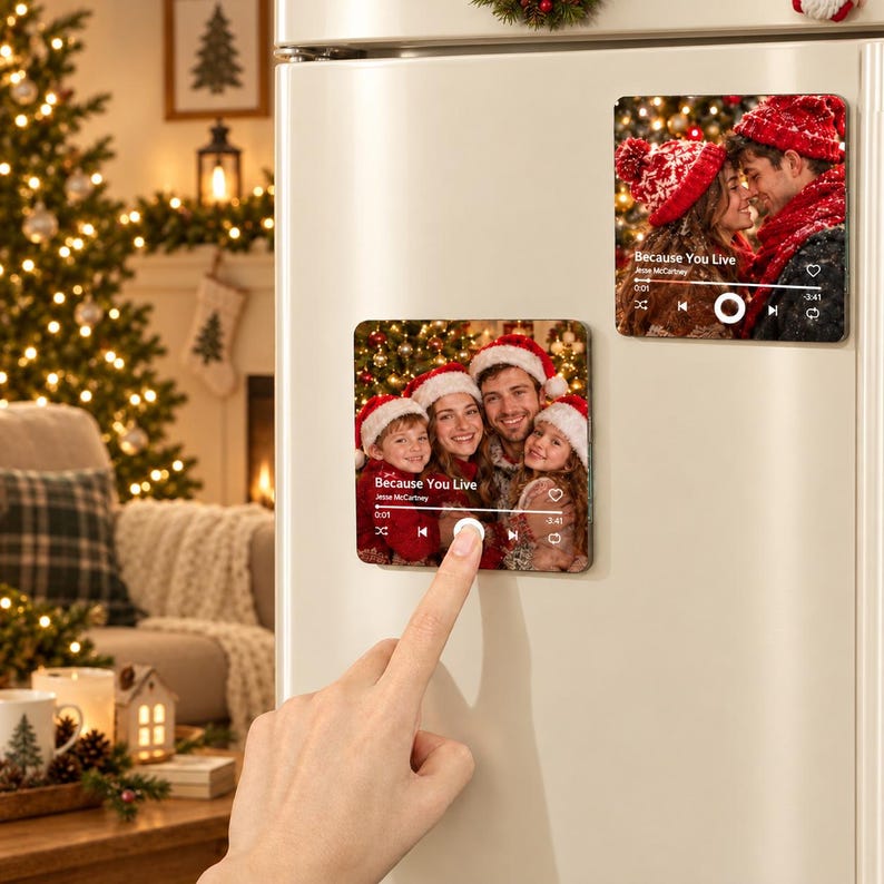 Custom Music Fridge Magnet,Personalized Song Fridge Magnet, Play Whole Song Music Box, Voicemail Keepsake, Anniversary Gift,Christmas Gift image 3