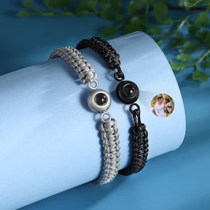 Personalized Picture Bracelet,Braided Rope Memorial Bracelet,Hidden Photo Gift,Projection Bracelet,Bracelets for Women,Anniversary Gift